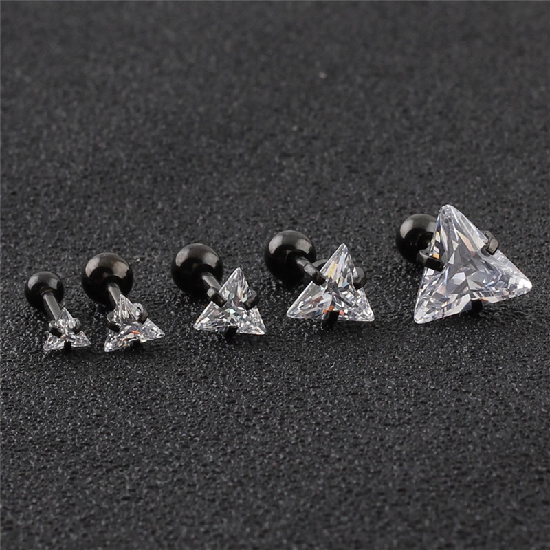 TK Fashion Zircon Stainless Steel Love Earrings Cartilage Ear Stud Crystal Heart Earrings Piercing Jewelry