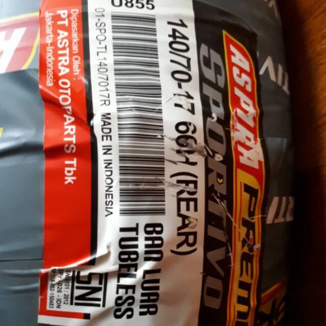 Aspira Premio Sportivo uk. 140/70 - 17 Rear. Ban Belakang