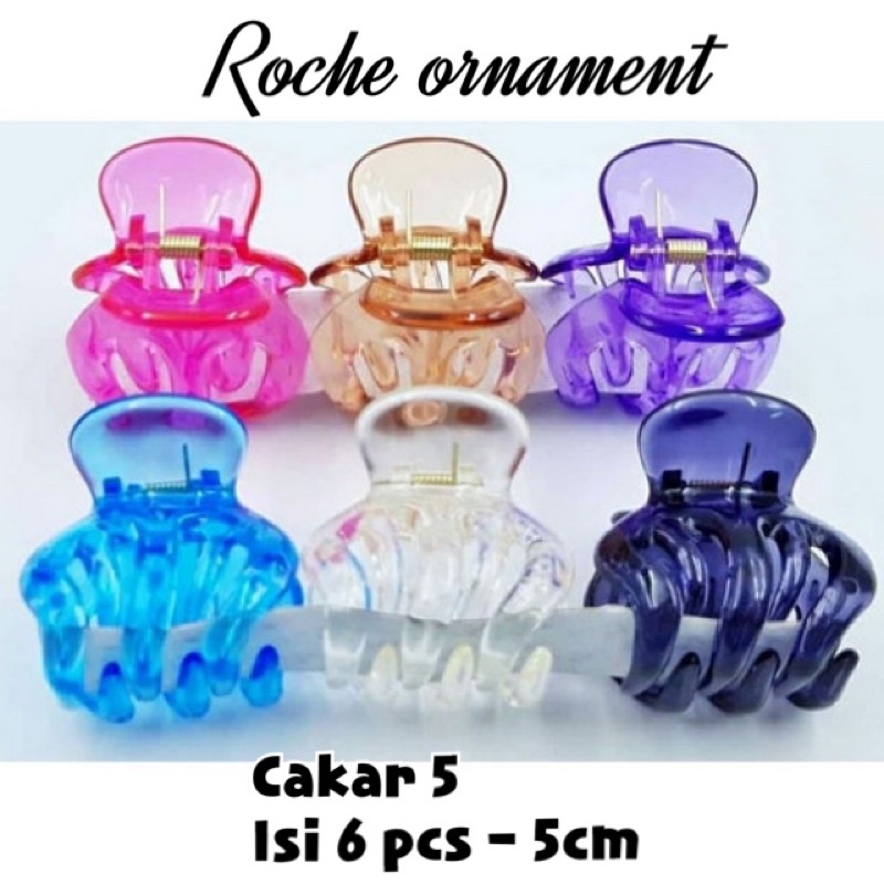 grosir jepit rambut jedai original thailand roche ornament 5cm gigi 5 ( isi 6 pcs) besar