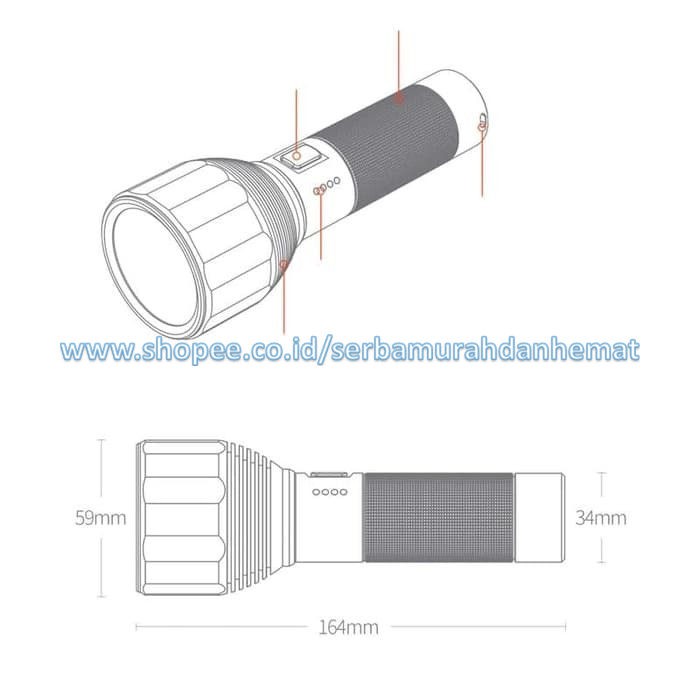 Senter LED 2000 Lumen Lampu NEXTOOL  Rechargeable 380m 5 Modes IPX7