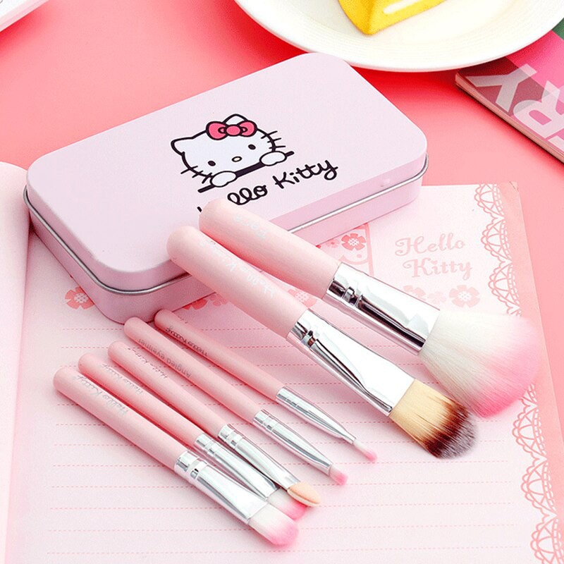 HELLO KIITY MAKE UP BRUSH 7 IN 1 BOX BAHAN KALENG / KUAS