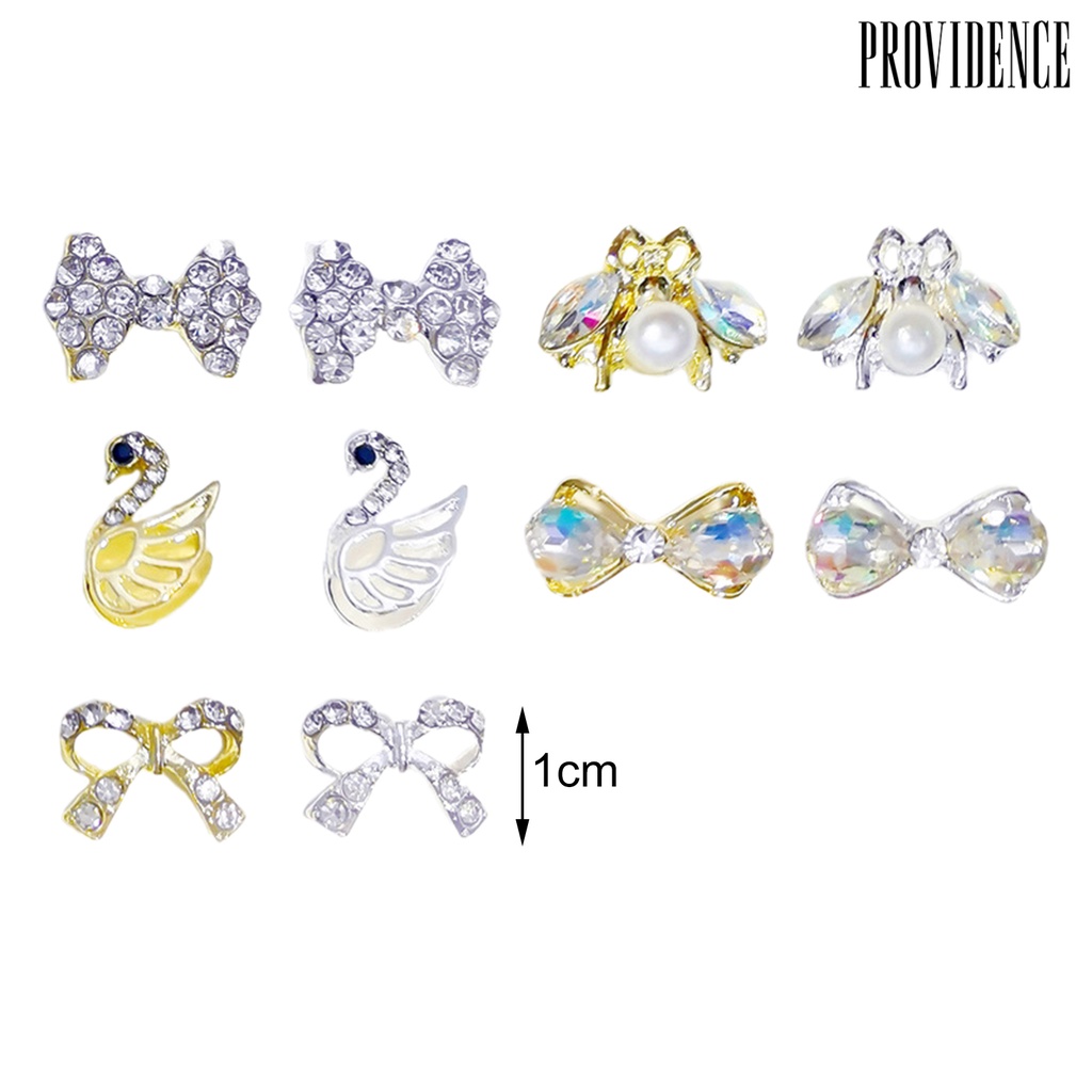 Providence 10pcs / Pak Pita Alloy Aksen Berlian Imitasi Untuk Aksesoris Nail Art / Manicure