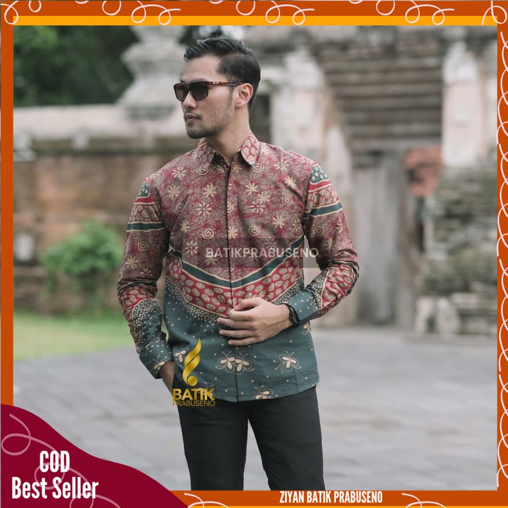 Jual LILI Atasan Kemeja Batik Pria Lengan Panjang Slim Fit Slimfit ...