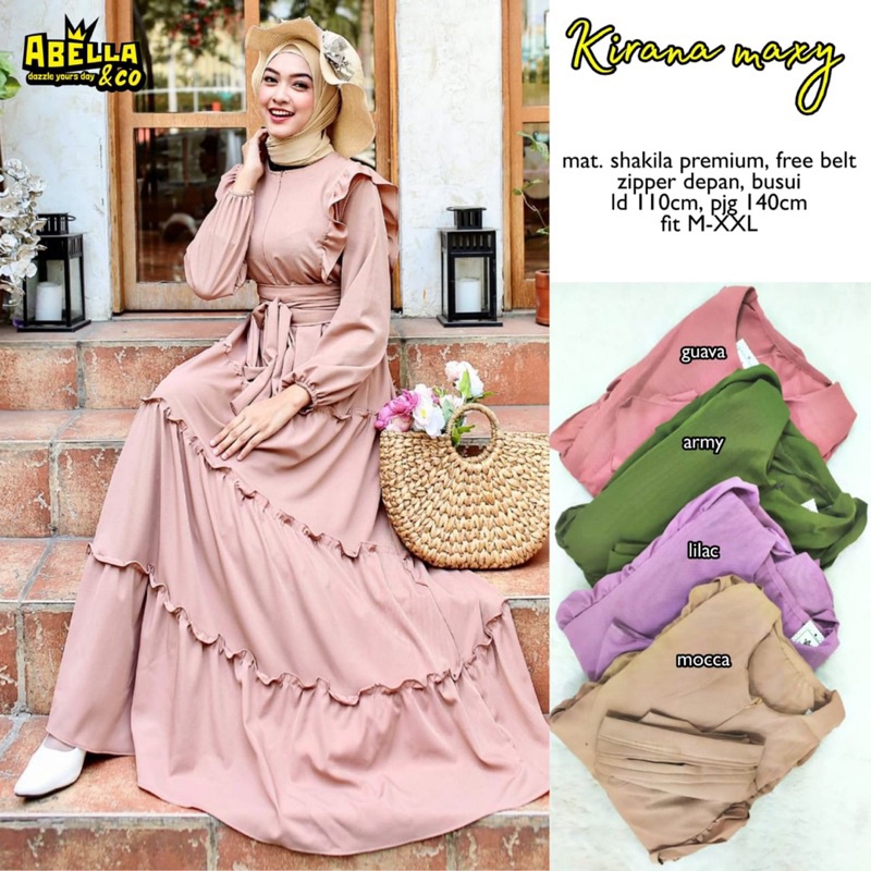 Kirana Maxy Dress Shakila Polos Tumpuk