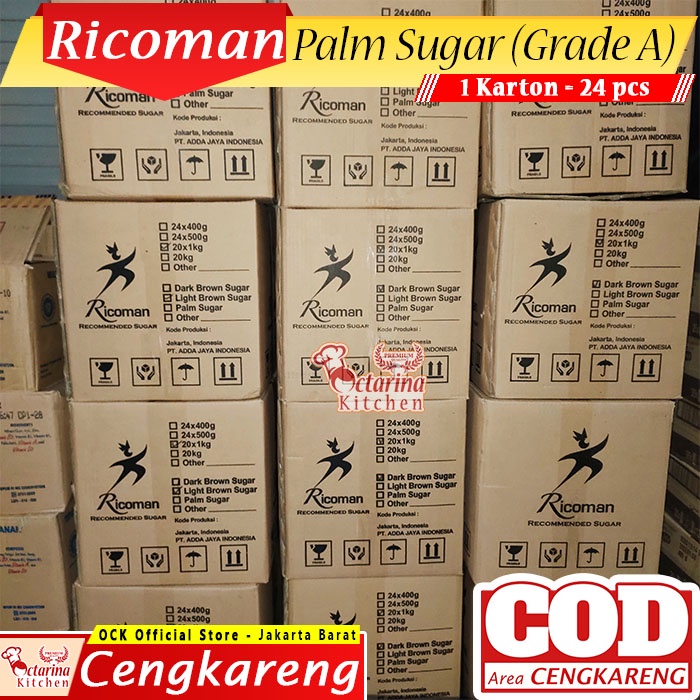 [KHUSUS KARTONAN] RICOMAN Palm Sugar - 1 Karton = 24pcs x 400 gram