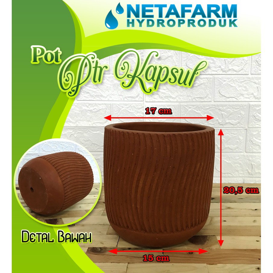 Pot Gerabah Terracotta / PTR KAPSUL Ombak Polos M (D = 17 T = 20,5)