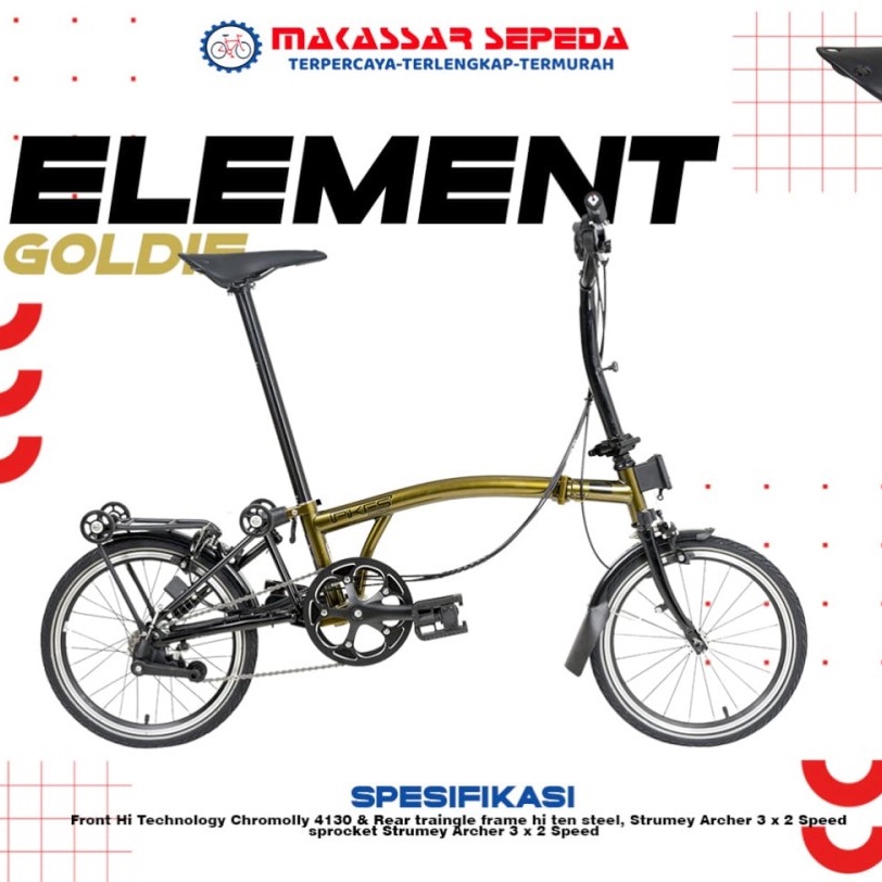 SEPEDA LIPAT ELEMENT PIKES GEN 2 6 SPEED GOLDIE VBRAKE