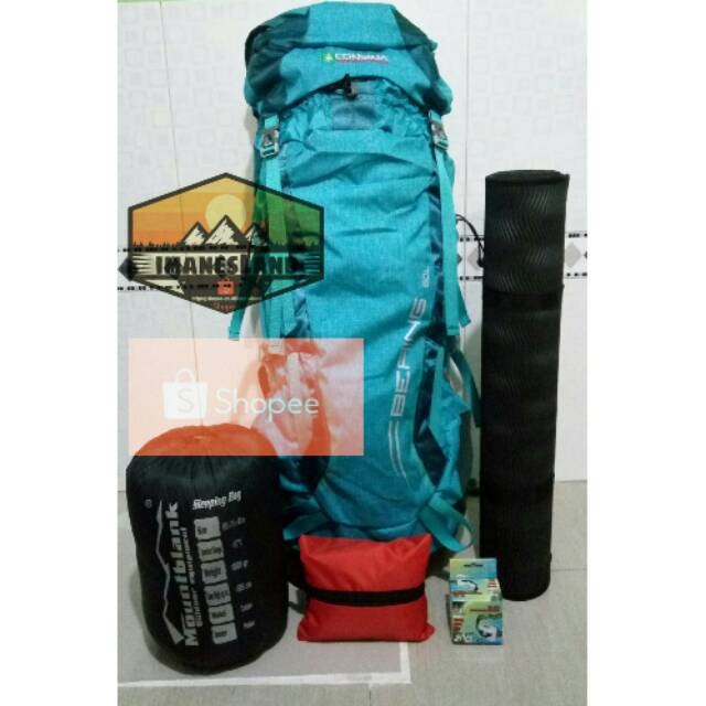 Paket Hemat Tas Gunung Ransel Carrier Keril Consina Bering 60 + 10 Lt 60+10Lt L Lt Liter Warna Tosca