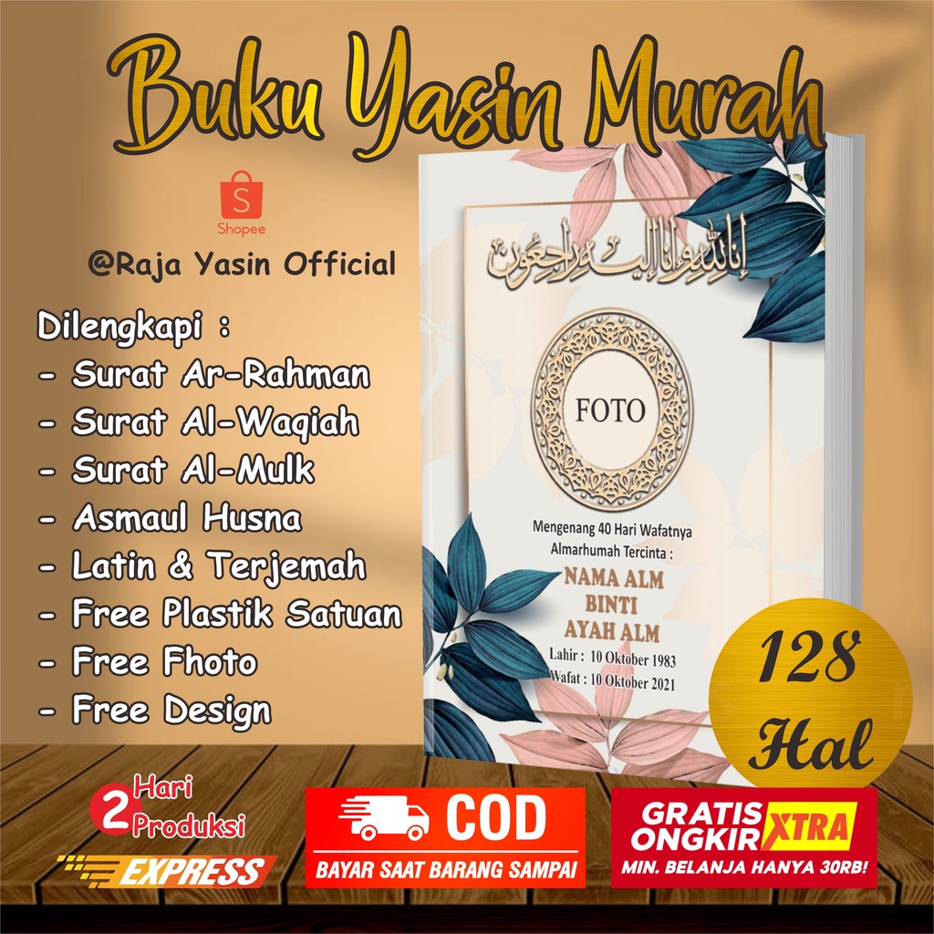 Cetak Buku Yasin Dan Tahlil Fadilah Custom Foto 128 Halaman Soft Cover Untuk 40 100 1000 Harian Tahlilan Murah