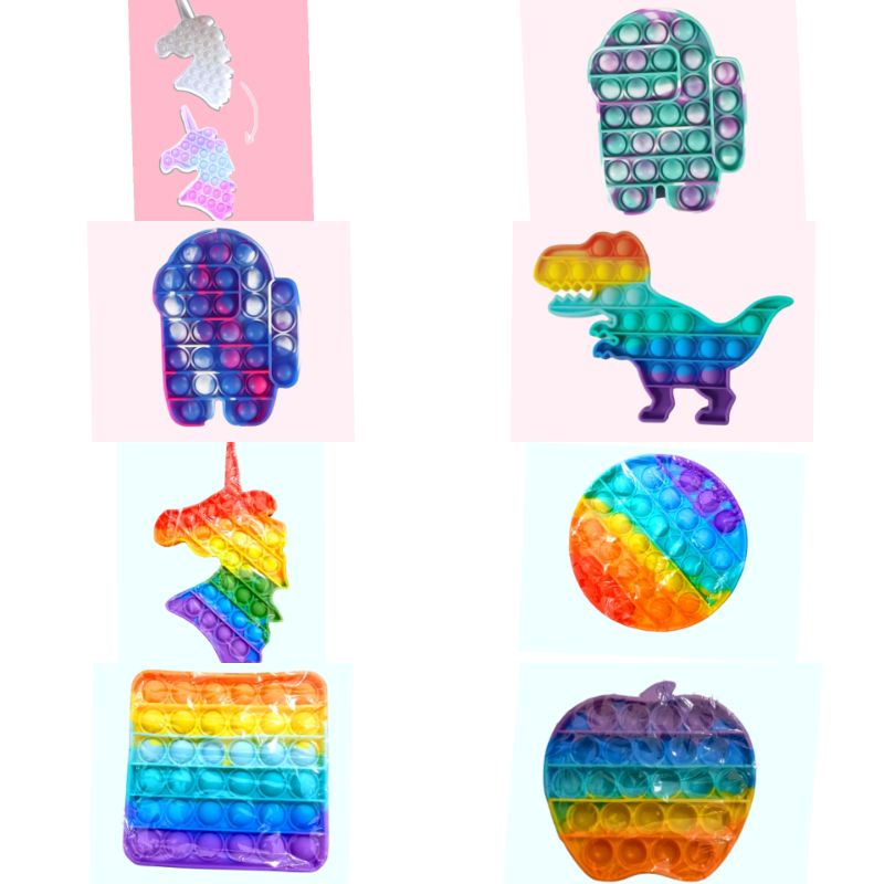 ready Banjarmasin fidget Pop It warna biasa/Pelangi its Mainan anak penghilang stres-2