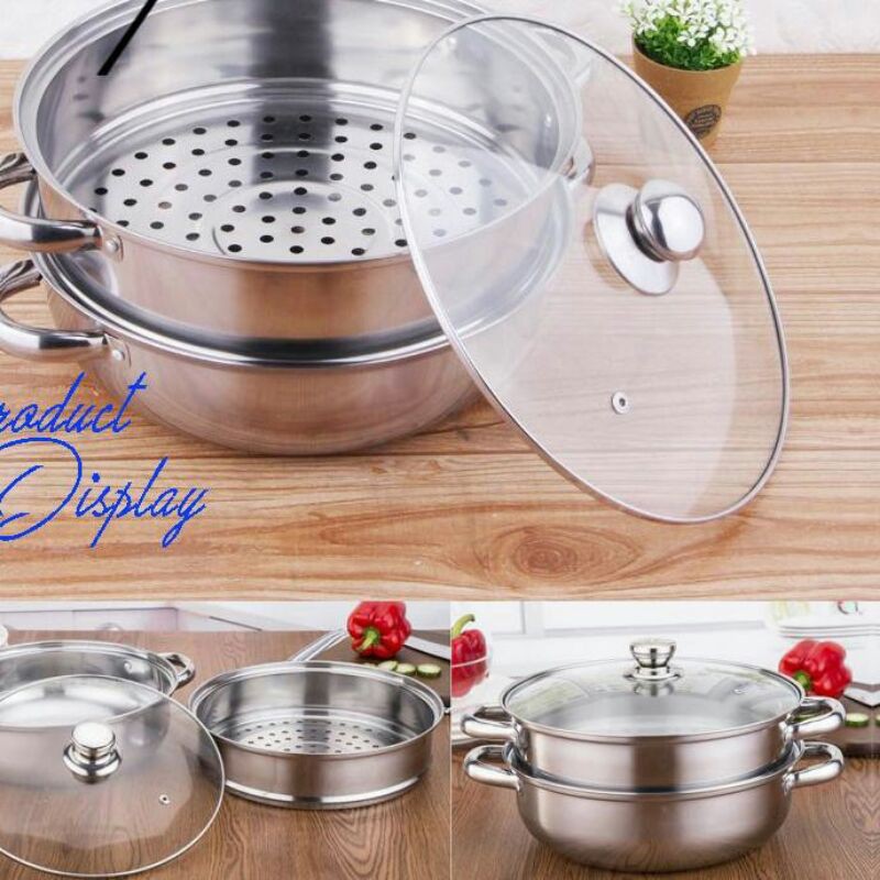Panci kukus susun / panci steamer tutup kaca