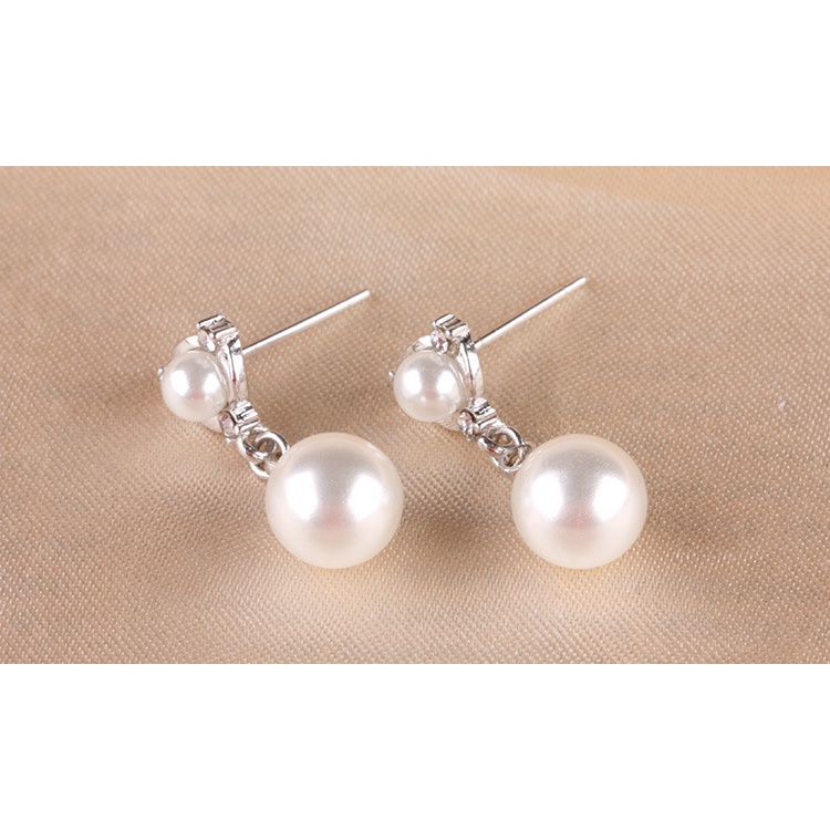 Anting Perak 925 Wanita Impor Perhiasan Fashion berlian ganda/Subang Telinga anting perempuan