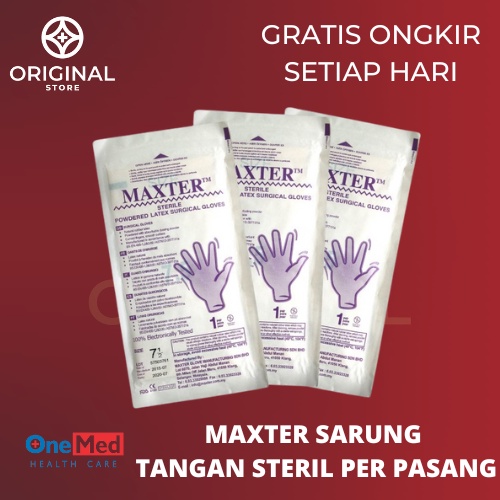 SARUNG TANGAN LATEX SURGICAL GLOVES STERIL MAXTER - PER PAIR