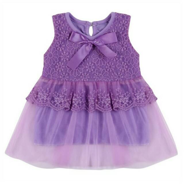 Pakaian Pesta Anak Perempuan Baju Dress Renda Bayi Warna Ungu