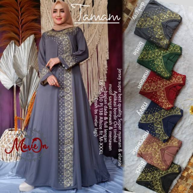 TAMAM MAXY GAMIS JERSEY BORDIR ORI TURKEY tamam bordir jumbo ld 130 dress arab bordir gamis remaja t