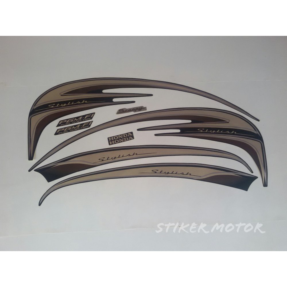 Variasi striping scoopy stylish 2015 hitam-gold