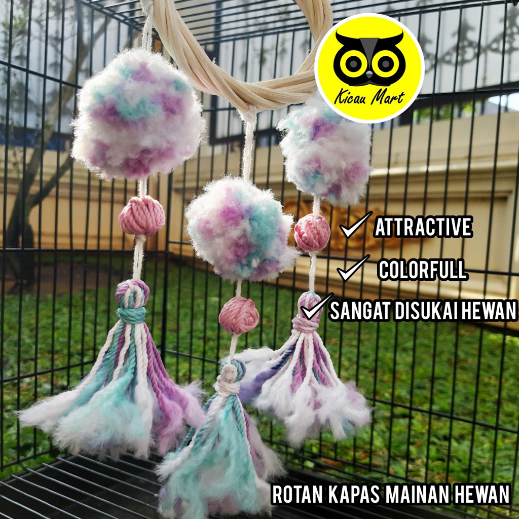 ROTAN KAPAS MAINAN BURUNG PARROT LOVEBIRD NURI MAINAN KUCING SUGAR GLIDER ROTAN DREAM CATHCER RTNKPS