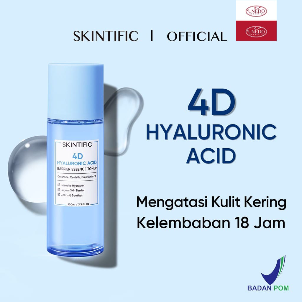 SKINTIFIC 4D Hyaluronic Acid (HA) Barrier Essence Toner Hydration Toner Defeat Dryness In10S 100ML Toner Pelembab Wajah