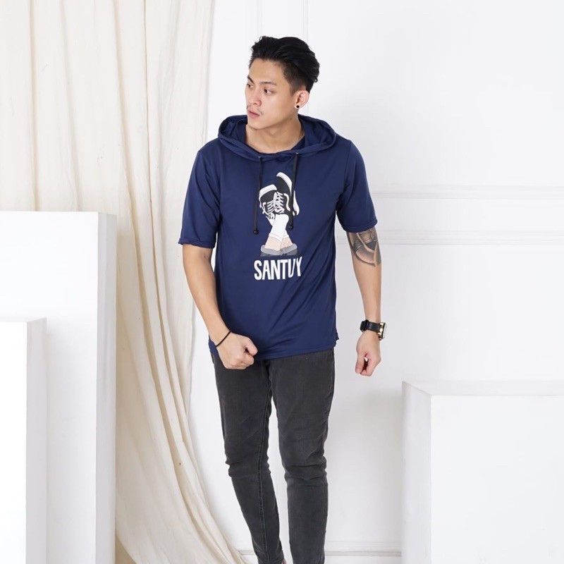 SWEATER HOODIE PRIA HODDIE DISTRO SANTUY LENGAN PENDEK FASHION PREMIUM KEKINIAN