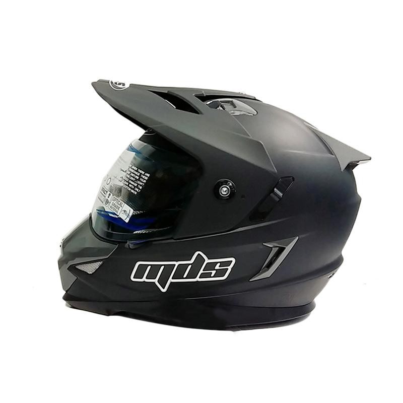 Helm MDS Fullface Motocross MotoGP Super Pro Supermoto Double Visor SNI Sport Racing Hitam Black Dof
