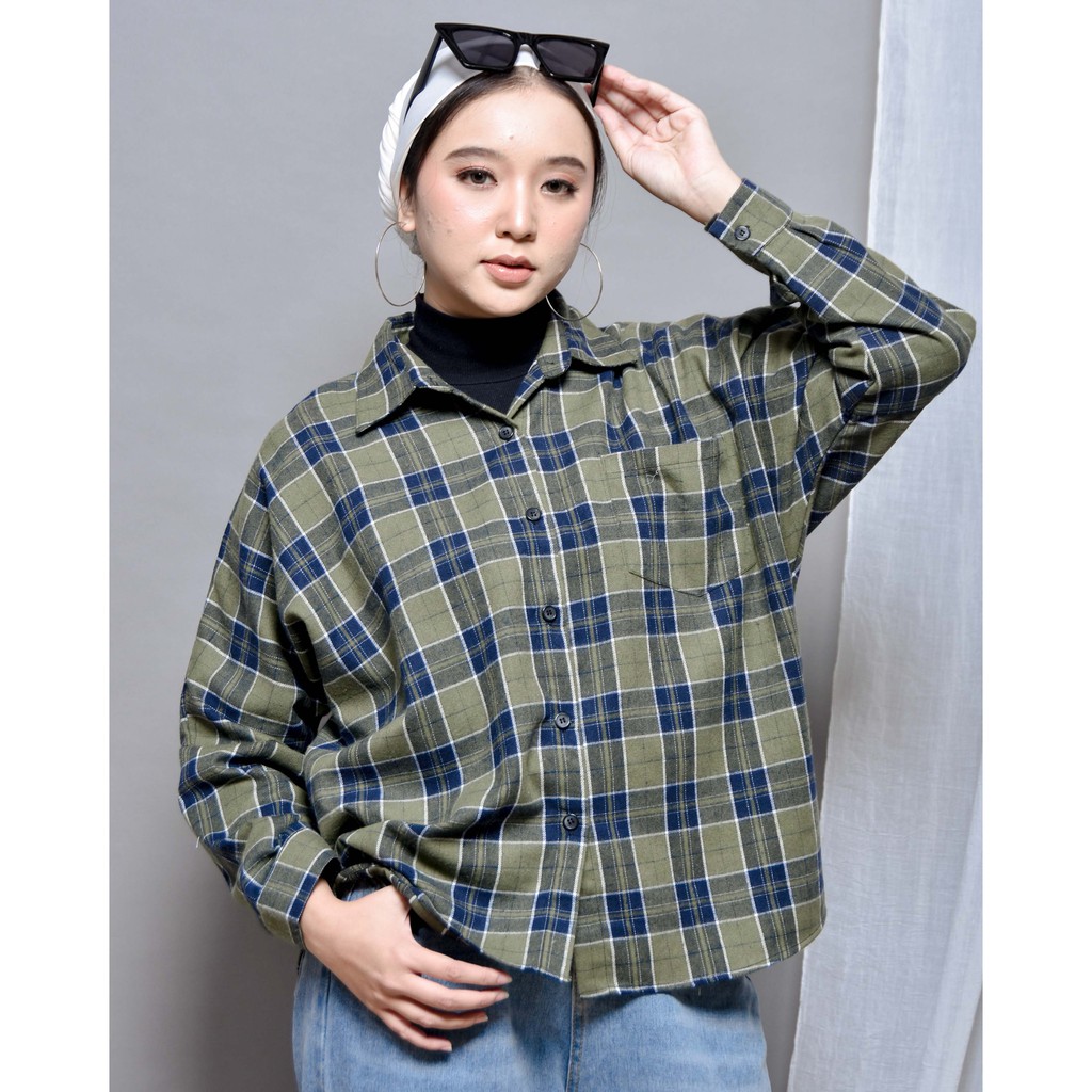 KEMEJA BOYFRIEND KOREA OVERSIZE OMBRE FLANEL PREMIUM SHIRT B341-Motif 13
