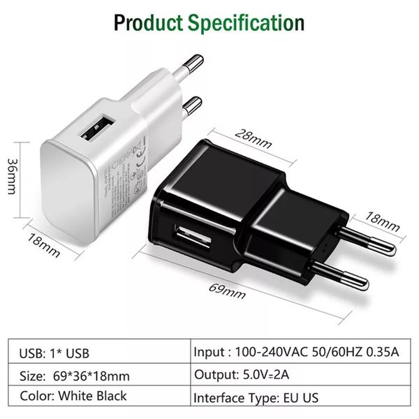 Adaptor Charger Micro USB 5V 2.0A Pengisi Daya Untuk Ponsel Smartphone