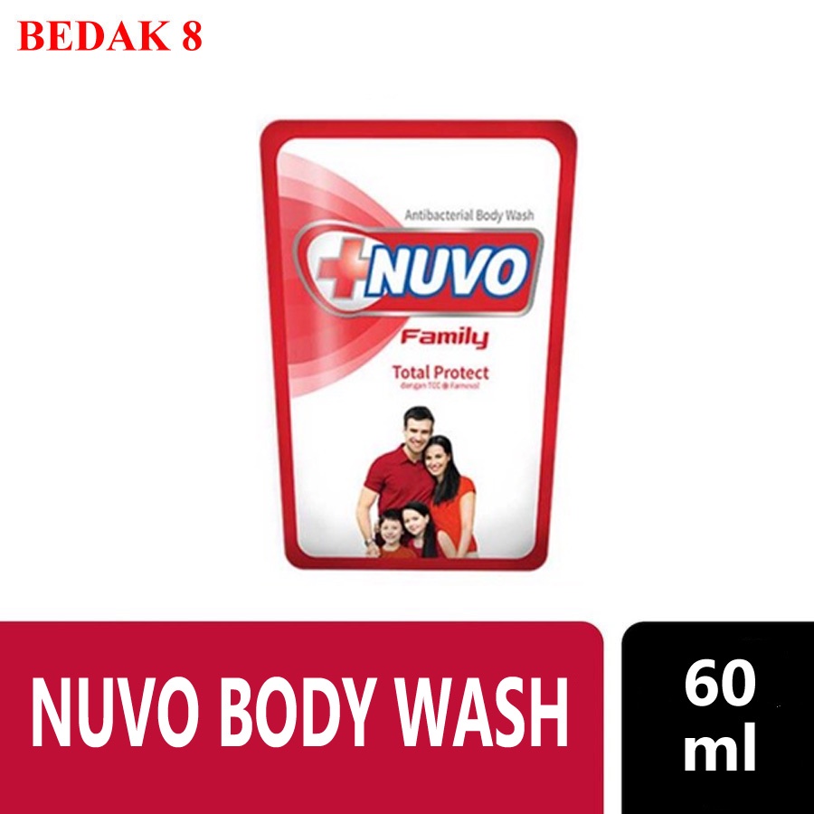 Nuvo Sabun Mandi Cair Anti Bakterial Pouch 60 ml/ Nuvo Body Wash Refil 60 ml