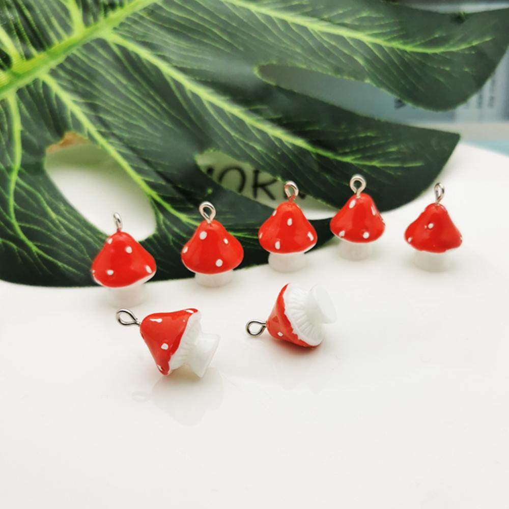 NICKOLAS1 Diy Perhiasan Aksesoris Aksesoris Fashion 3D Jamur Merah Resin Gantungan Kunci Sayuran DIY Anting-Anting