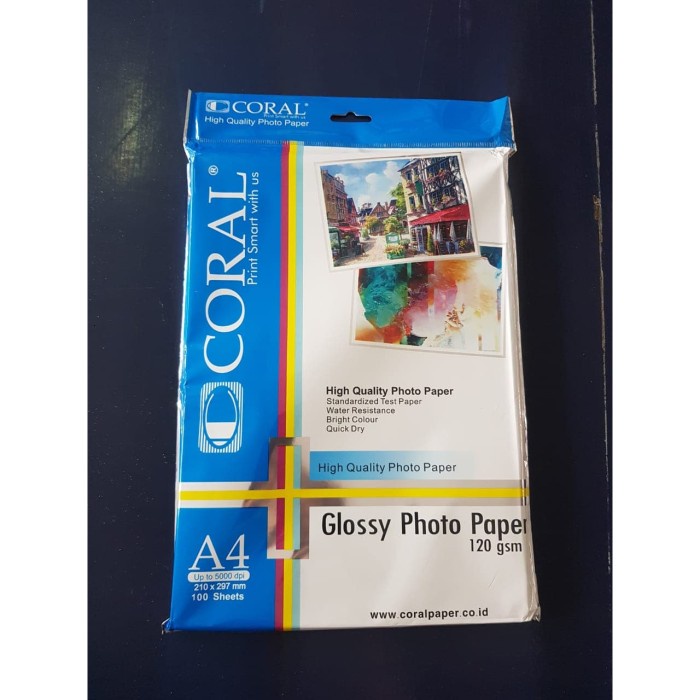 

(DISKON TERMURAH) Coral Glossy Photo Paper A4 120 gsm 100 lbr / Kertas Foto Brosur