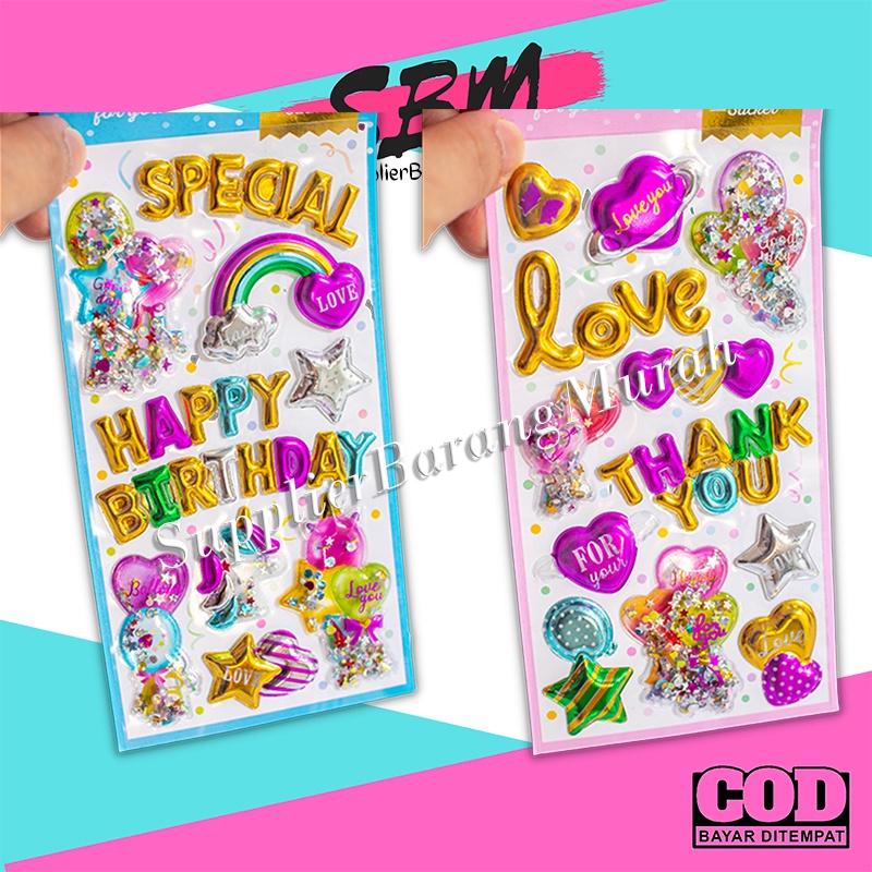 Stiker Ultah 3D Pesta Balon Birthday Love SP0006