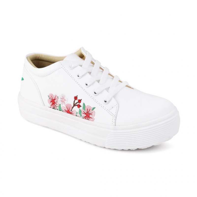 Sepatu Wanita-Sepatu Tralala Finci-White Embroidery