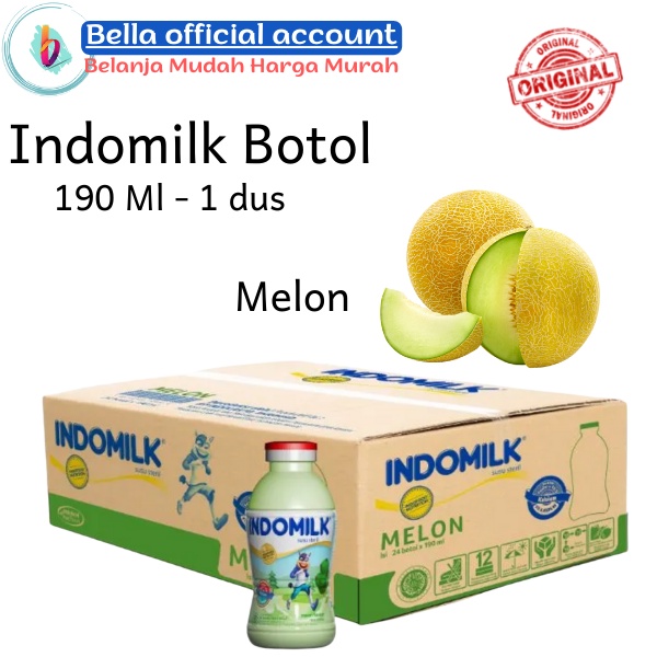 

Susu Botol Indomilk rasa Strawberry / Melon / coklat 24 pcs / 190 mL - Strawberi