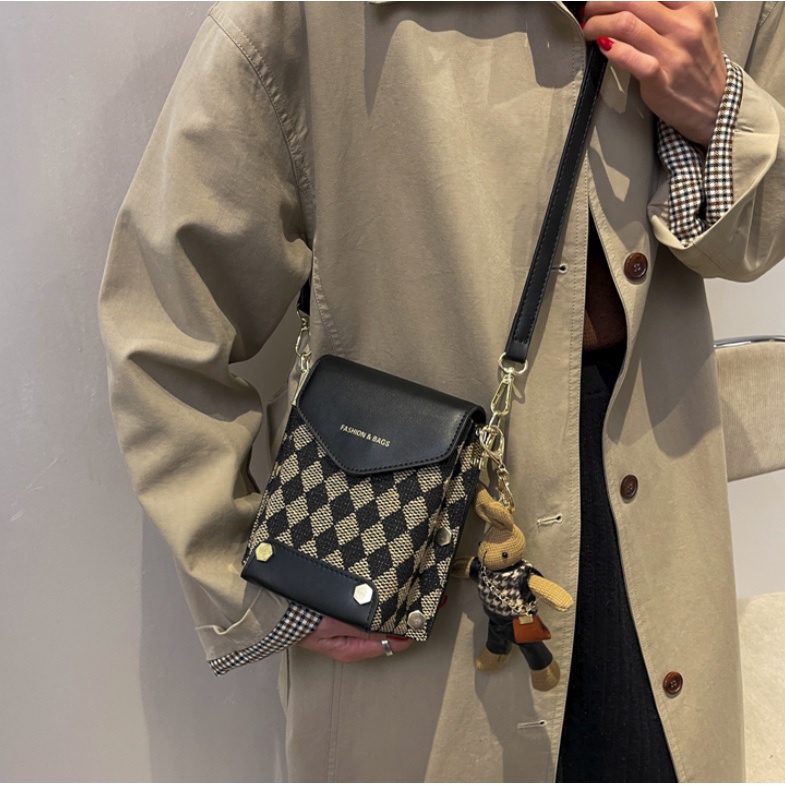 BJ43340 - BLACK/BROWN - TAS WANITA FASHION IMPORT MODIS ELEGAN TERMURAH TERLARIS TERBARU BAGSTORE JAKARTA TAS BATAM BQ3340 GT1951
