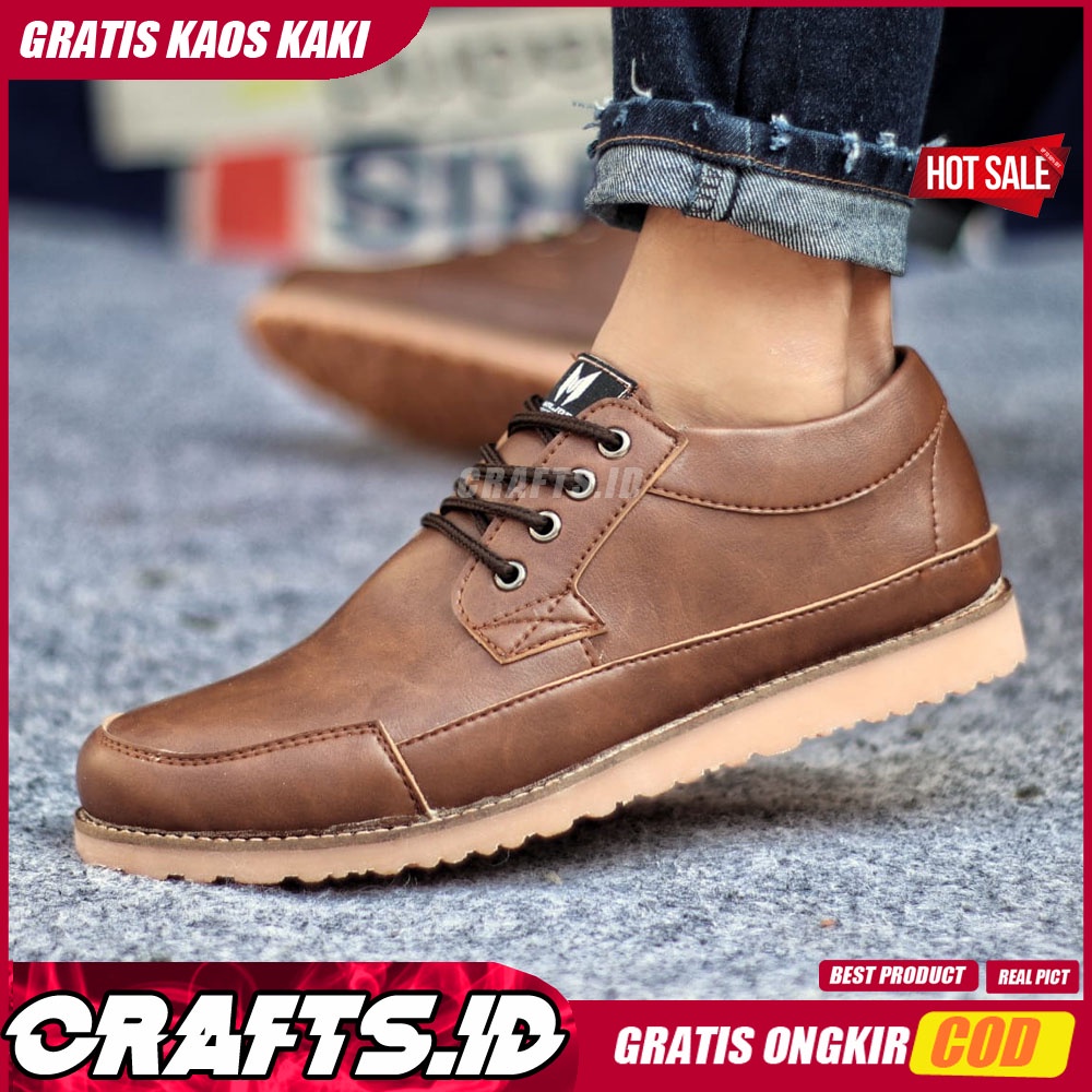 CRAFTS - Sepatu Formal Sepatu Pria Casual Kerja Kantor Kulit Pu Sneakers Casual Pantofel Pria Sepatu Kerja Kantor Pria Ori Sepatu Kasual Semi Formal Kuliah Gaya Santai Keren Terlaris