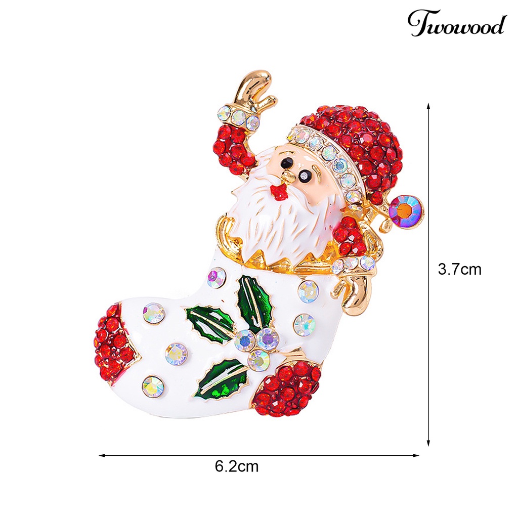 Twowood Christmsa Style Handmade Brooch Alloy Adorable Santa Claus Shape Brooch Decor for Souvenir