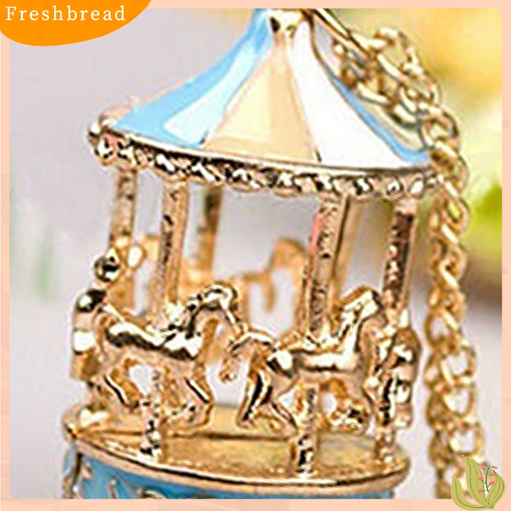 Terlaris Sweet Enamel Carousel Merry Go Round Horse Charm Pendant Sweater Chain Necklace
