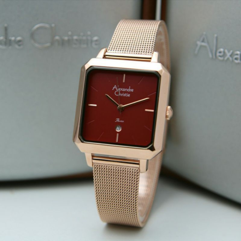 ALEXANDRE CHRISTIE AC2911 ROSEGOLD RED WANITA.ORIGINAL GARANSI RESMI 1TAHUN