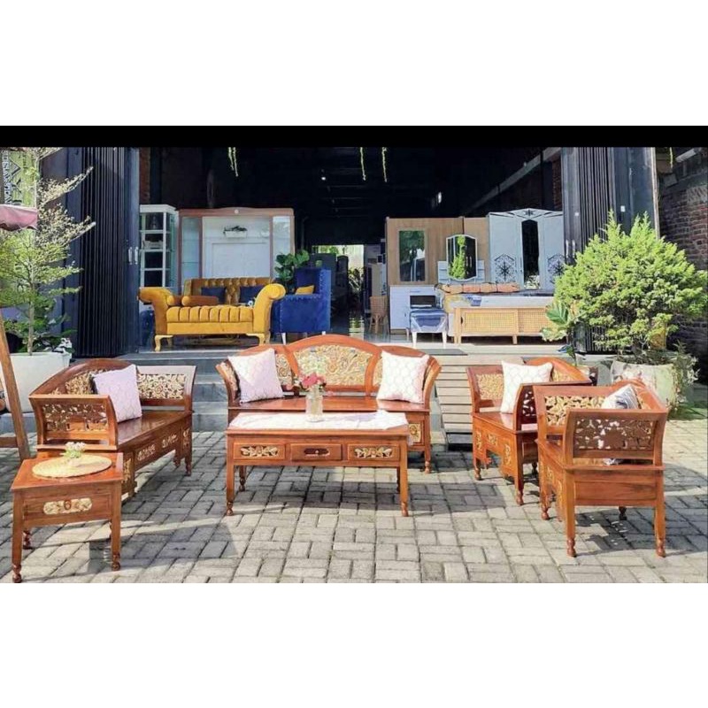 kursi tamu jati jepara/kursi tamu jati ukir kartini