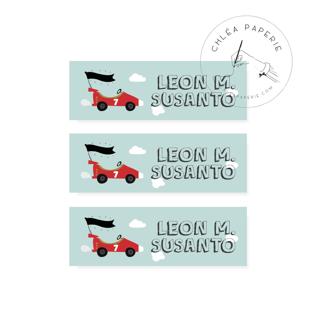 

Name Label Sticker / Race Car Red / 100 Pieces / Stiker Nama