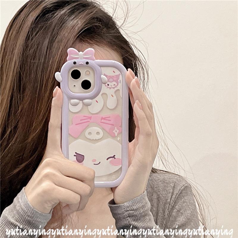 Soft Case TPU Motif Kartun Pita Pink Untuk IPhone 12 11 13 14 Pro MAX XR 7 8 6 6S 14 Plus XS MAX X SE 2020