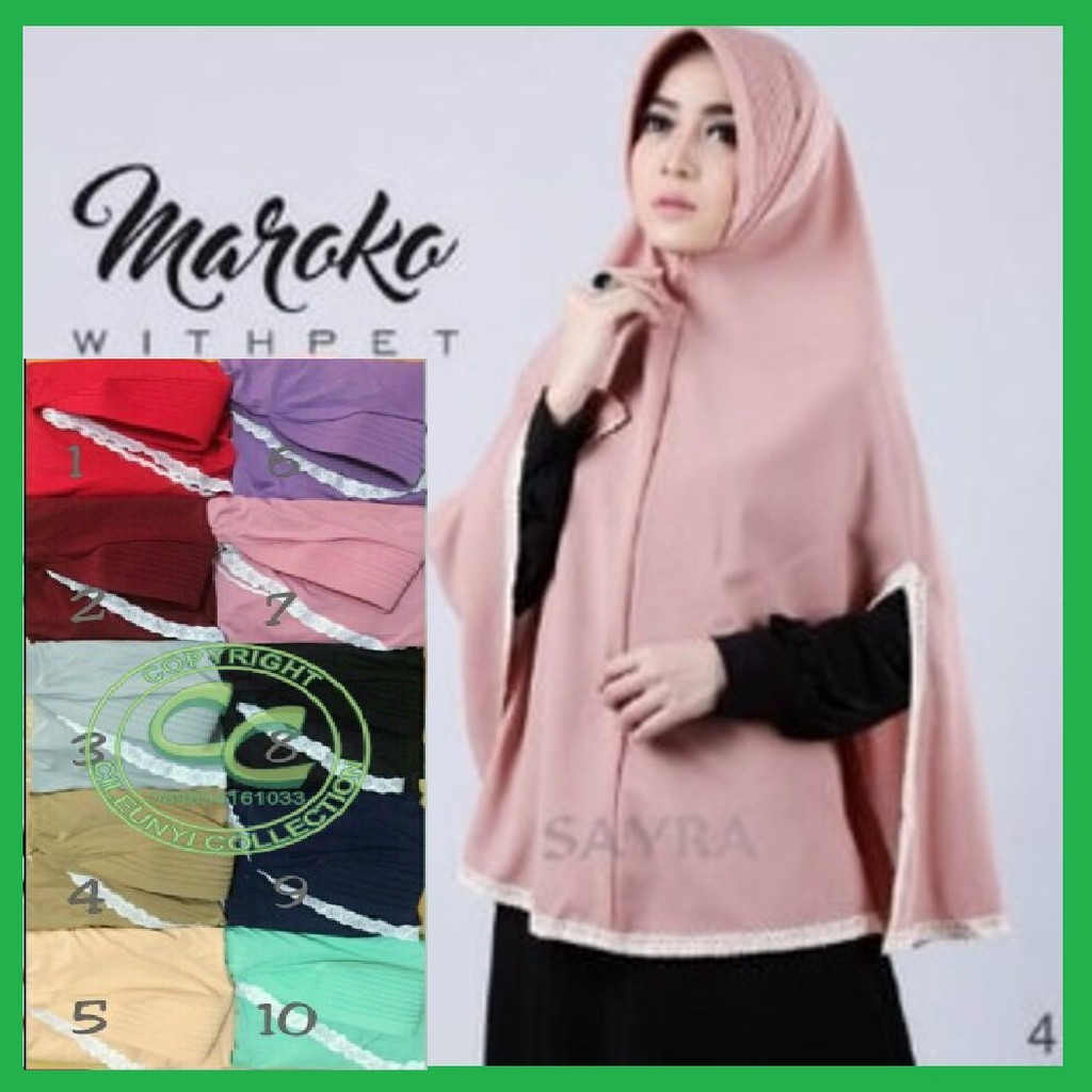 Khimar Maroko Withpet Jilbab Instan Syari Maroco Hijab Kimar Instan Marocco Pet Kerudung Dusty Pink