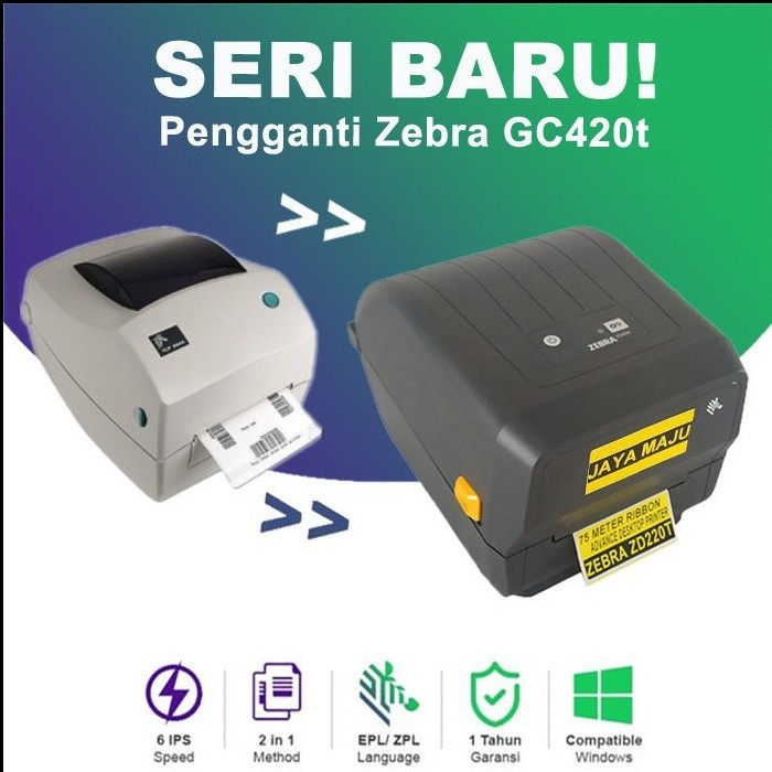 Barcode Printer Zebra ZD-220 / ZD220, Pengganti Zebra GC420t / CG-420t