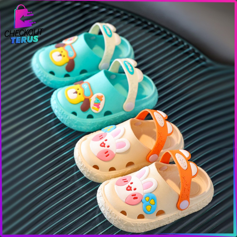 CT S42 Sepatu Sandal Anak Motif Kelinci Selop Karakter Lucu Anak Perempuan Laki Laki Slip On Slippers Kids Import