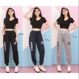  Celana  Panjang Jogger  Wanita  Adidas modis  sporty trendy 