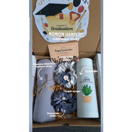 

HAMPERS HIJAB LIMITED EDITION GIFTBOX KADO BITRHDAY/GRADUATION/ ANNIVERSARY Glamour Gray