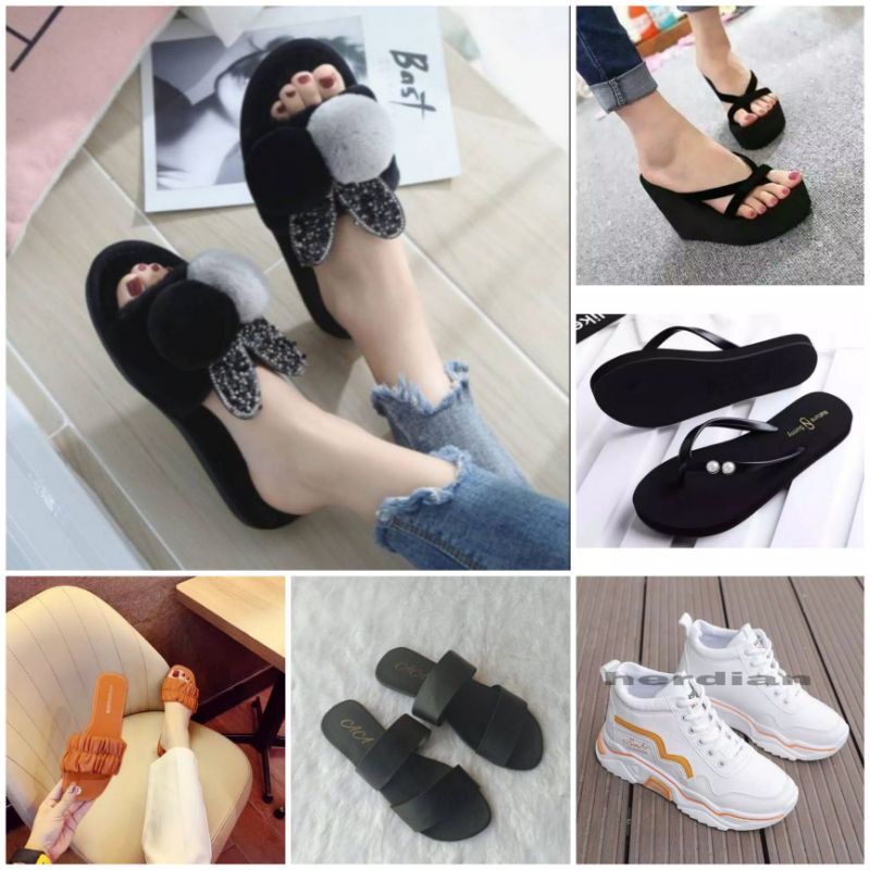 WEDGES SANDAL JEPIT SPON,SANDAL SELOP