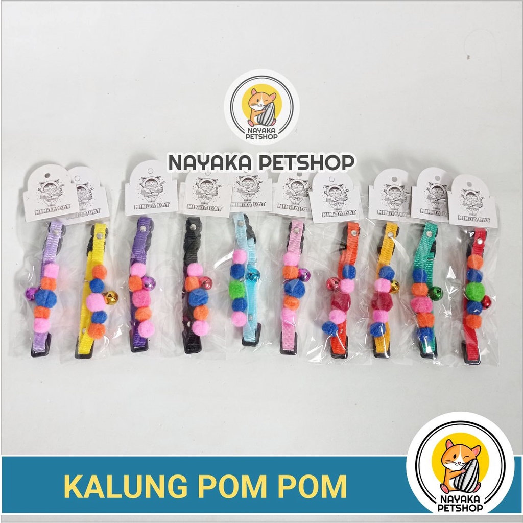 Kalung Kucing Lonceng Murah Kerincing Polos Motif Pita Pom Pom Kelinci Kitten