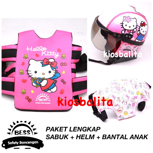 FREE MASKER!! PAKET MURAH SABUK BONCENGAN MOTOR ANAK + HELM RETRO + BANTAL SETIR BONCENG MOTOR