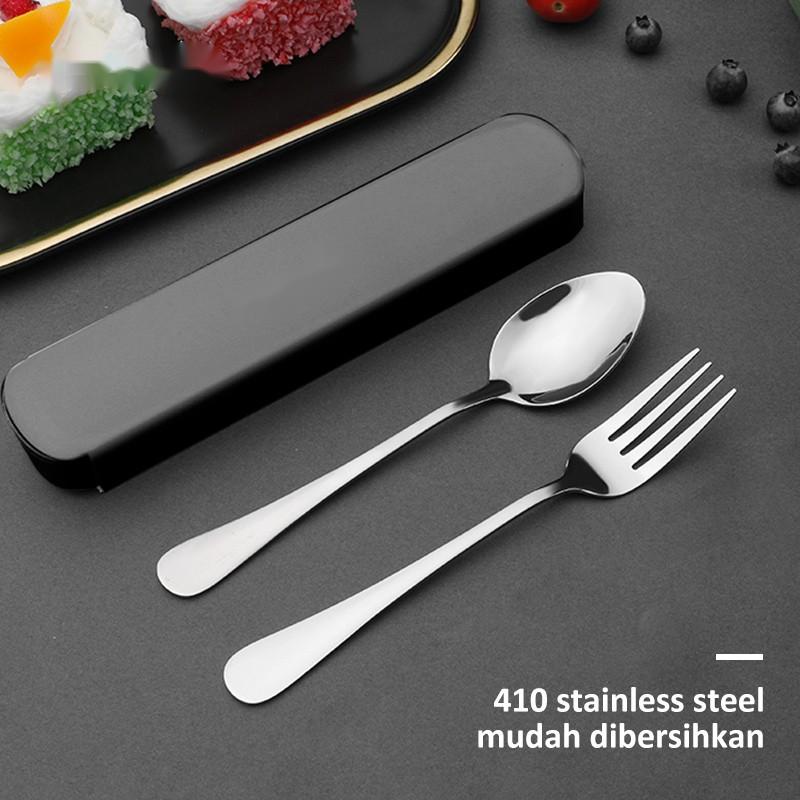 Sendok garpu sumpit portable travel / sendok garpu sumpit stainless set / cutlery set 2/3Pcs