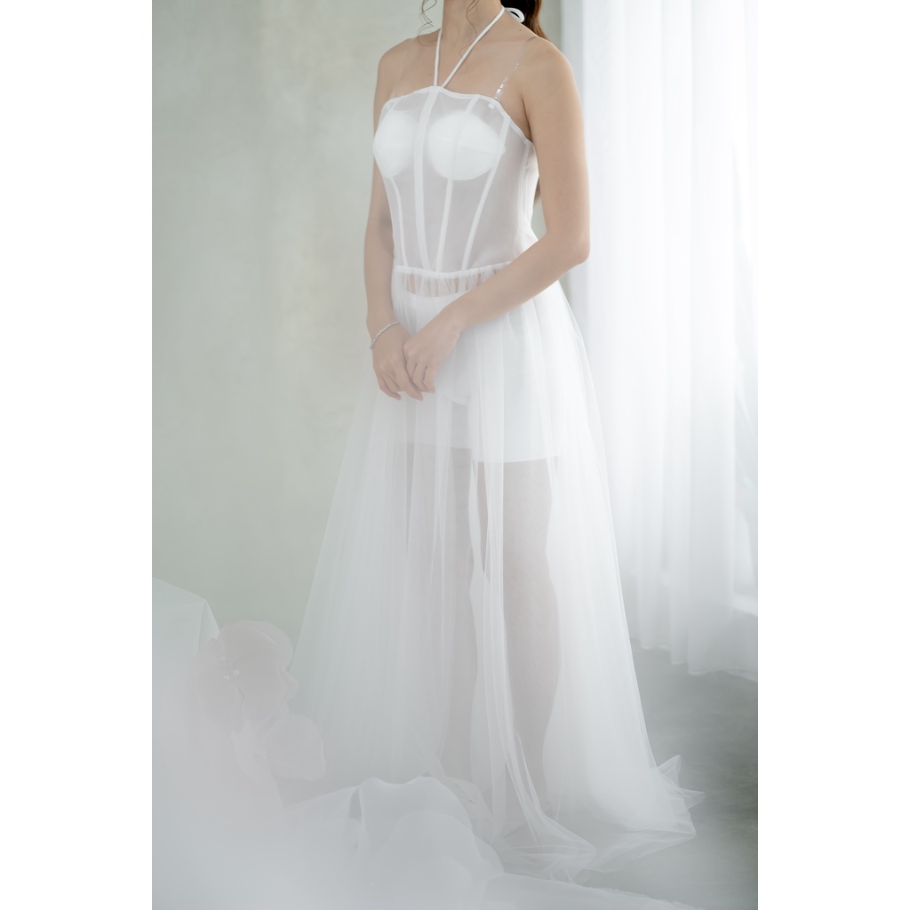 Faye Transparant Corset Dress - FAE Collection-Prewedding Gown Robe Bride Kimono Pengantin Photoshoot Attire Wedding Robe